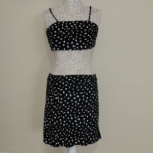 Missguided Co Ord Print Crop Top & Mini Skirt 2 Piece Set Size US 14